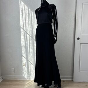 Cinq a Sept Elegant Black Silk Halter Maxi Dress